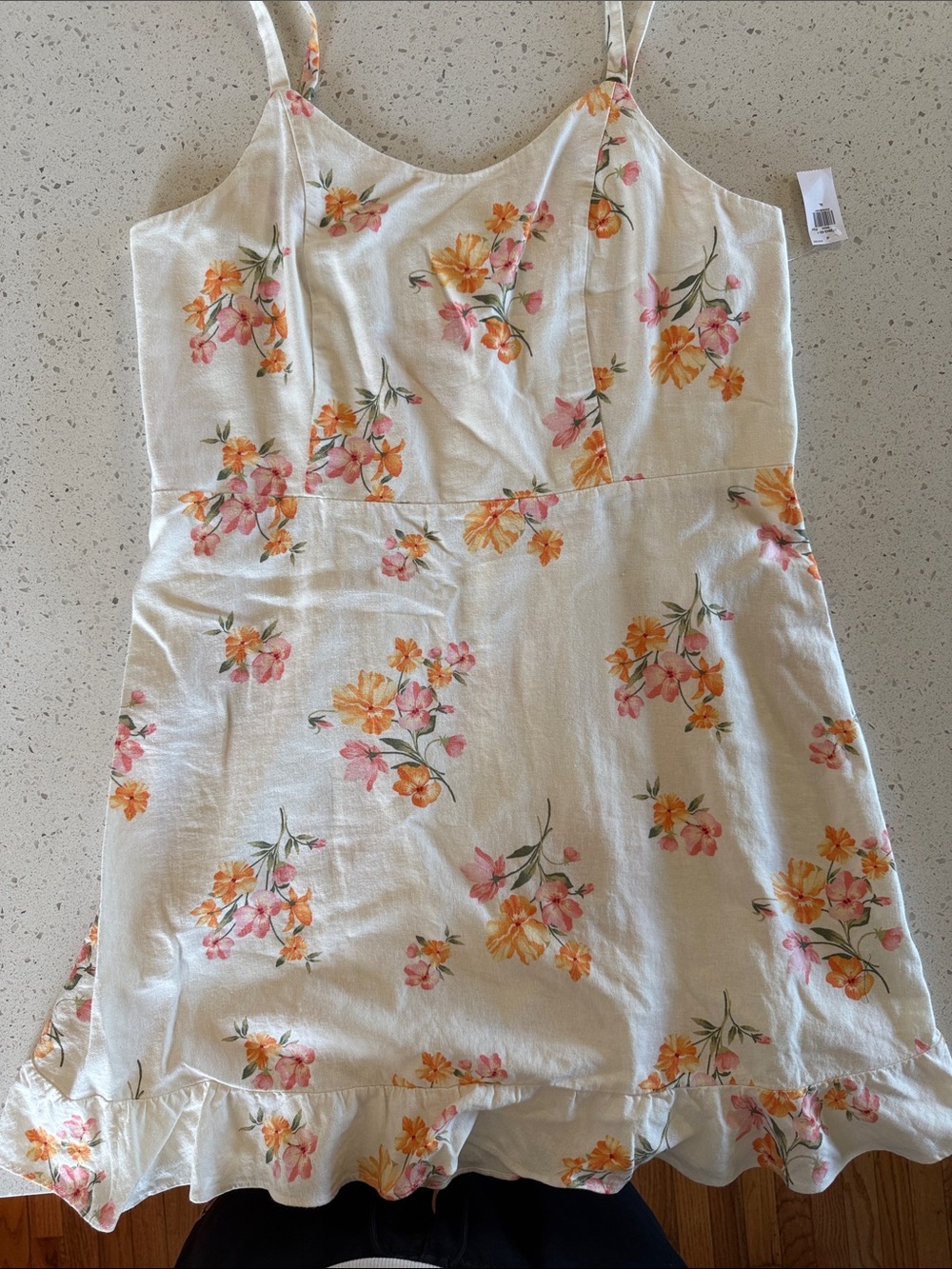 Women’s White Floral Sundress with Pink & Yellow Blooms